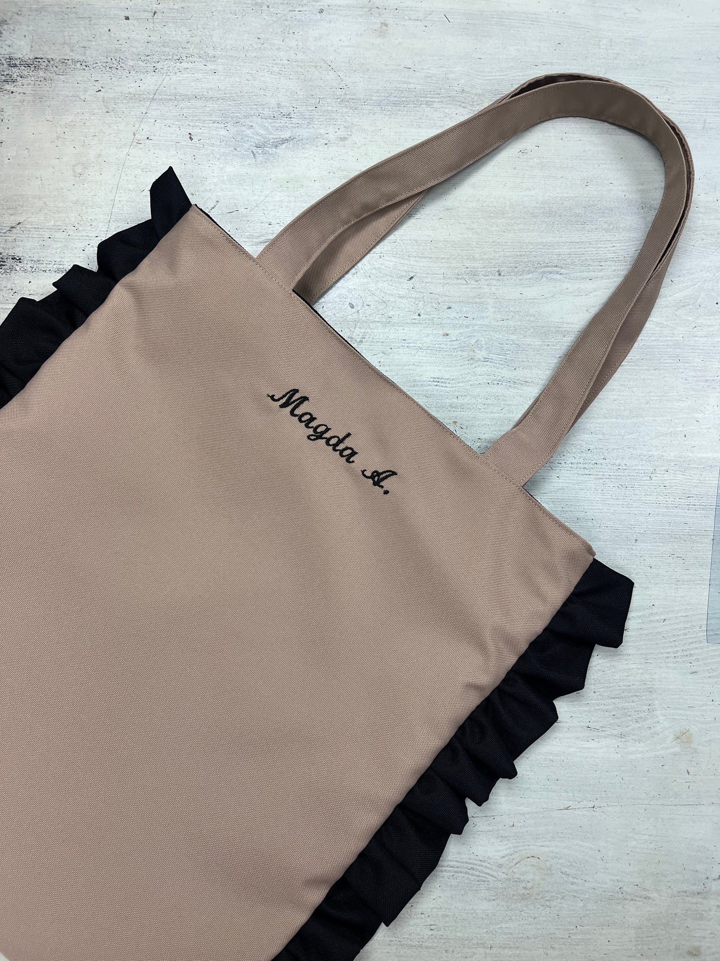 Tote bag com folhos na laterial