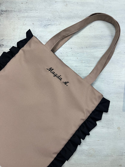 Tote bag com folhos na laterial